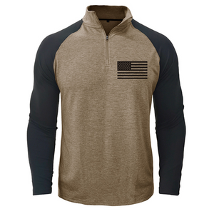 USA FLAG CONTRAST COLOR STAND COLLAR ZIPPER SWEATSHIRT