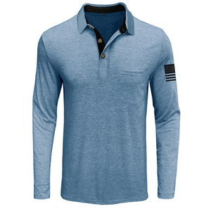 USA FLAG RETRO BUTTON POCKET POLO SHIRT