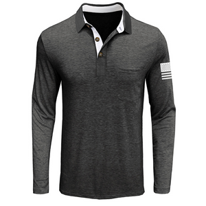 USA FLAG RETRO BUTTON POCKET POLO SHIRT