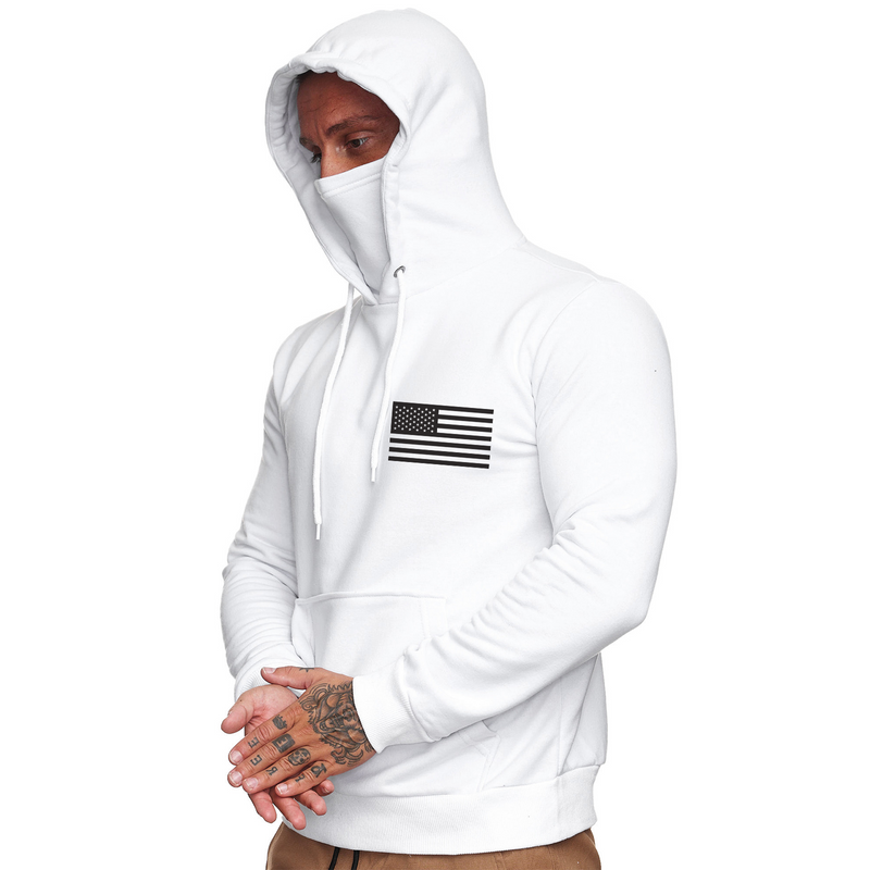 USA FLAG HOODED MASK ZIPPER POCKET HOODIE