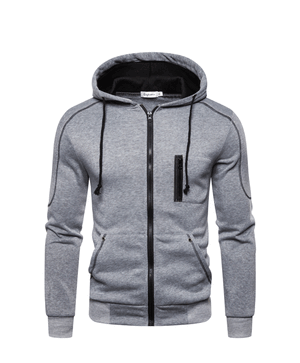 THICKEN MULTI-POCKETS ZIPPER HOODED JACKET