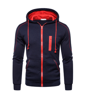 THICKEN MULTI-POCKETS ZIPPER HOODED JACKET