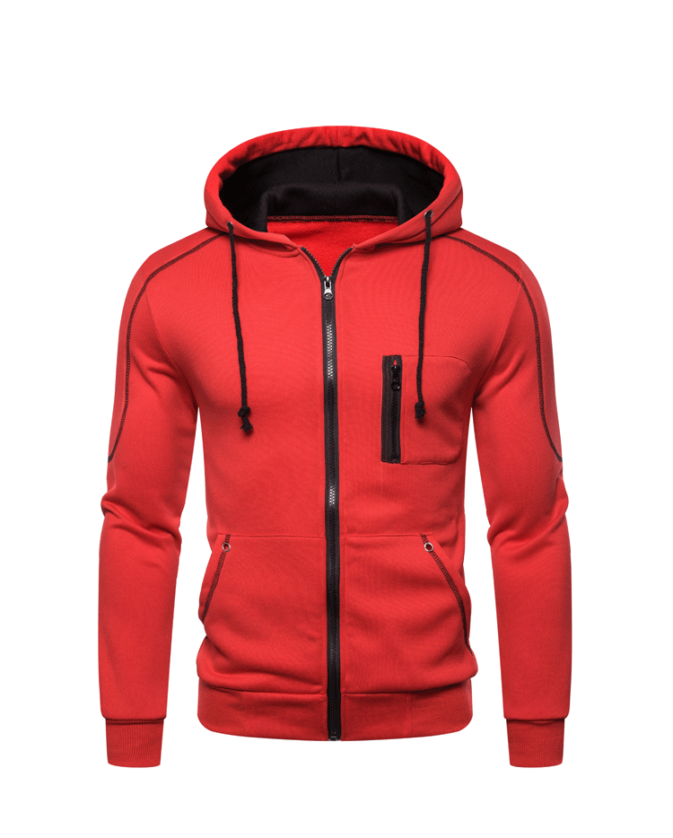 THICKEN MULTI-POCKETS ZIPPER HOODED JACKET