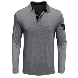 USA FLAG RETRO BUTTON POCKET POLO SHIRT