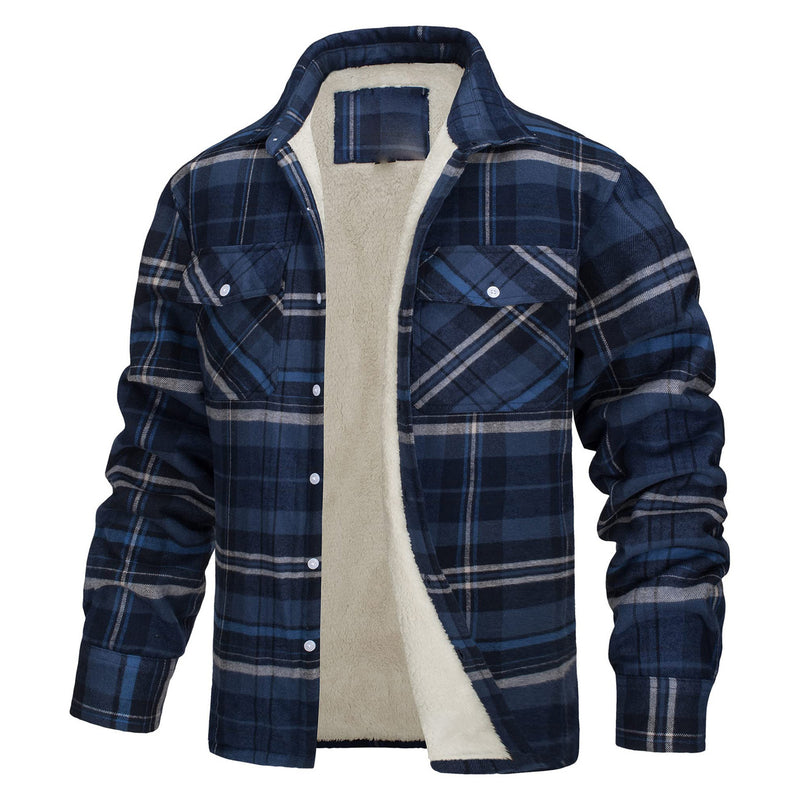 THICK PLAID LOOSE FLEECE JACKET