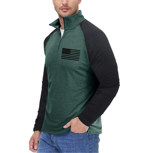 USA FLAG CONTRAST COLOR STAND COLLAR ZIPPER SWEATSHIRT