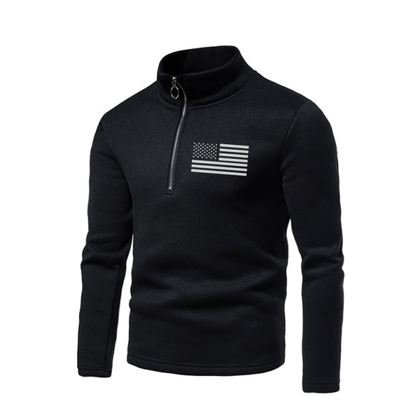 USA FLAG ZIPPER TURTLE NECK SWEATSHIRT