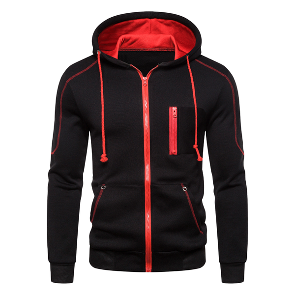 THICKEN MULTI-POCKETS ZIPPER HOODED JACKET