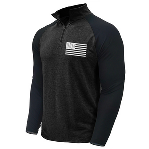 USA FLAG CONTRAST COLOR STAND COLLAR ZIPPER SWEATSHIRT