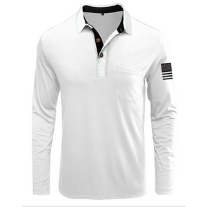 USA FLAG RETRO BUTTON POCKET POLO SHIRT