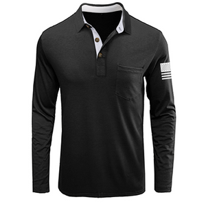 USA FLAG RETRO BUTTON POCKET POLO SHIRT