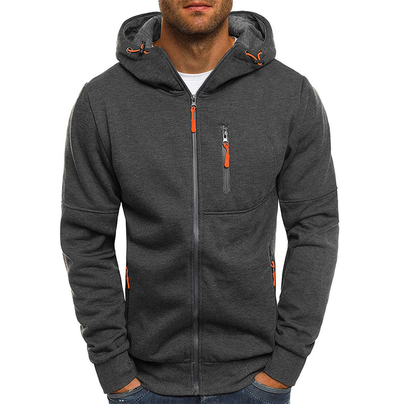CASUAL THICKEN ZIPPER HOODED JACKET