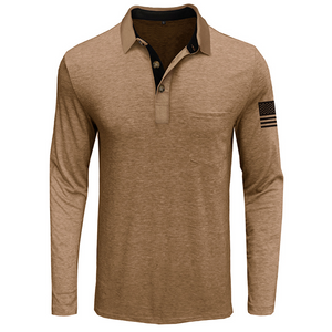 USA FLAG RETRO BUTTON POCKET POLO SHIRT