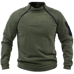 OUTDOOR FLEECE ZIPPER POCKET STAND COLLAR SWEATSHIRT
