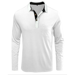 RETRO BUTTON ACTIVE LONG SLEEVE POCKET POLO SHIRT