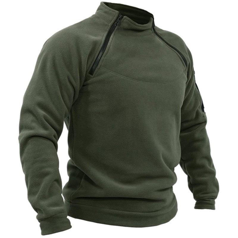 OUTDOOR FLEECE ZIPPER POCKET STAND COLLAR SWEATSHIRT