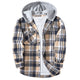 PLAID BUTTON UP HOODED SHIRT WITH CHEST POCKET