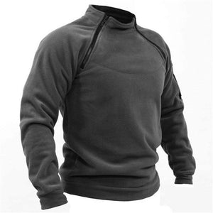 OUTDOOR FLEECE ZIPPER POCKET STAND COLLAR SWEATSHIRT