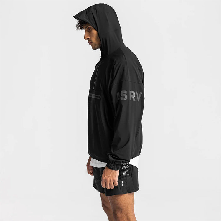 1/4 ZIP WATERPROOF FITNESS HOODED JACKET