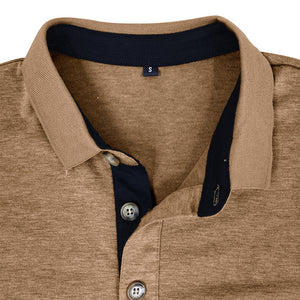 RETRO BUTTON ACTIVE LONG SLEEVE POCKET POLO SHIRT