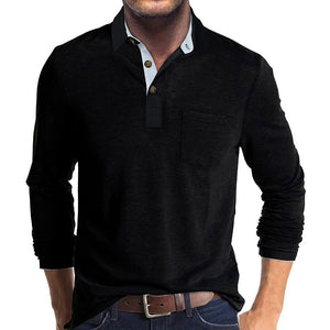 RETRO BUTTON ACTIVE LONG SLEEVE POCKET POLO SHIRT