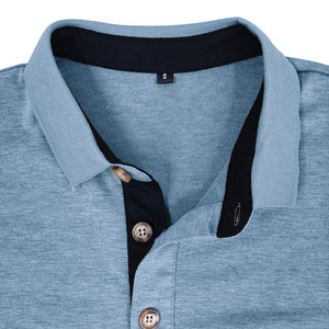 RETRO BUTTON ACTIVE LONG SLEEVE POCKET POLO SHIRT