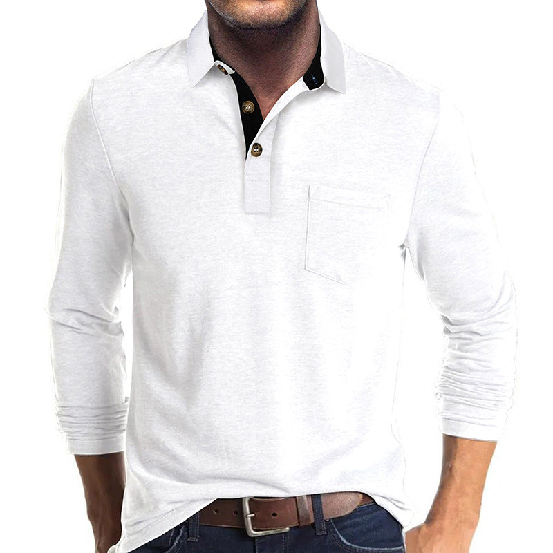 RETRO BUTTON ACTIVE LONG SLEEVE POCKET POLO SHIRT