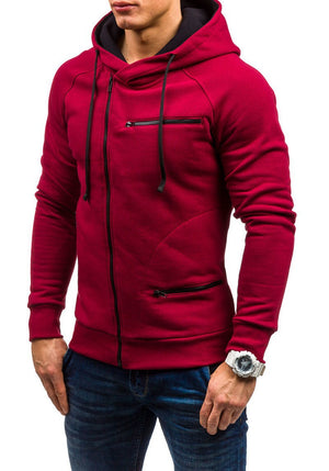 THICKEN MULTI-POCKETS PLAID ZIPPER HOODED JACKET