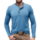 SLUB COTTON LONG SLEEVE CONTRAST BUTTON HENLEY SHIRT