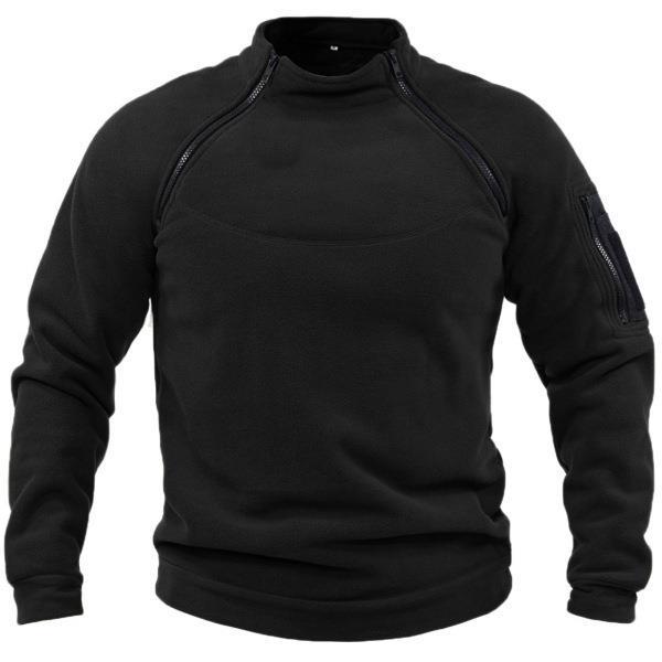 OUTDOOR FLEECE ZIPPER POCKET STAND COLLAR SWEATSHIRT