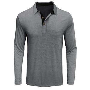 RETRO BUTTON ACTIVE LONG SLEEVE POCKET POLO SHIRT
