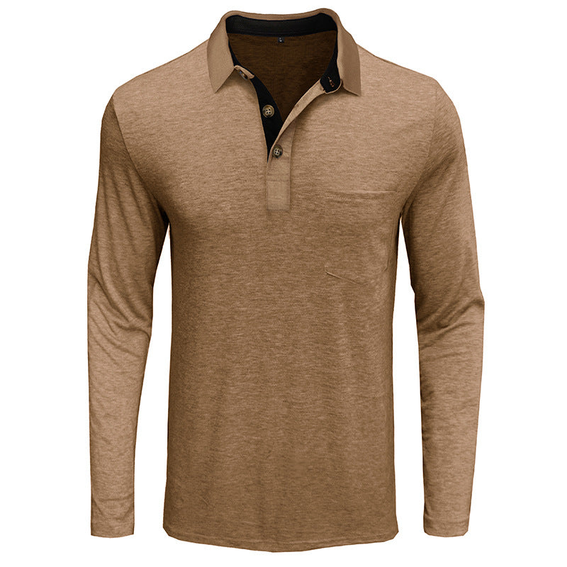 RETRO BUTTON ACTIVE LONG SLEEVE POCKET POLO SHIRT