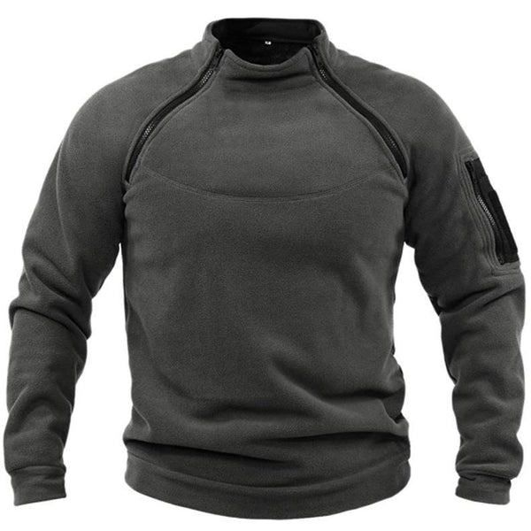 OUTDOOR FLEECE ZIPPER POCKET STAND COLLAR SWEATSHIRT