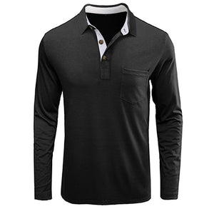 RETRO BUTTON ACTIVE LONG SLEEVE POCKET POLO SHIRT