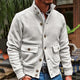 SOLID COLOR  STAND COLLAR KNITTED THICK CASUAL JACKET