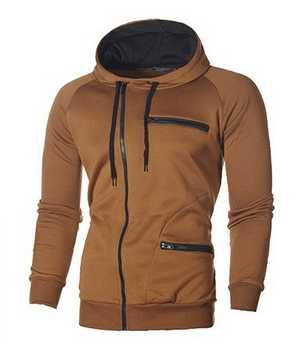 THICKEN MULTI-POCKETS PLAID ZIPPER HOODED JACKET