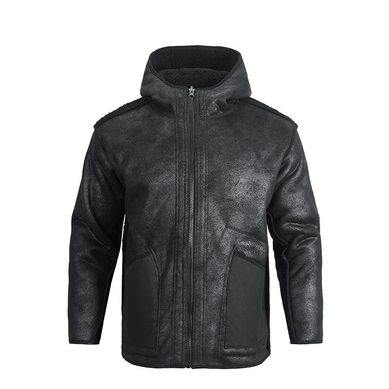 POLAR LEATHER REVERSIBLE HOODED FLEECE JACKETS