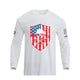 USA FLAG SHIELD SKULL GRAPHIC LONG SLEEVE T-SHIRT