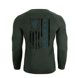 USA FLAG 1/4 BUTTON V-NECK LONG SLEEVE HENLEY SHIRT