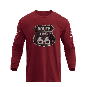Camiseta con gráfico de manga larga Route 66 para hombre