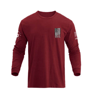 USA FLAG CROSS GRAPHIC LONG SLEEVE T-SHIRT