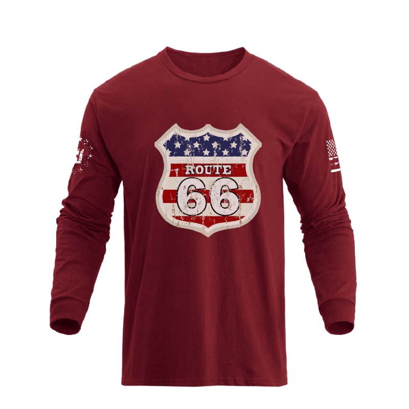 Camiseta con gráfico de manga larga Route 66 para hombre