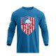 USA FLAG SHIELD SKULL GRAPHIC LONG SLEEVE T-SHIRT