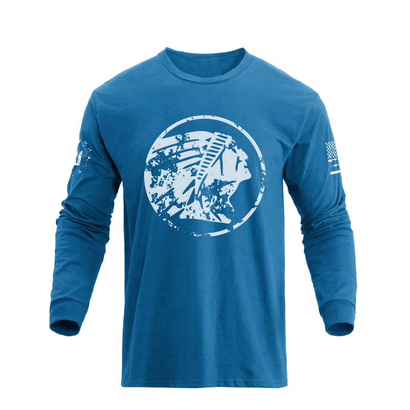 100% COTTON NATIVE AMERICAN GRAPHIC LONG SLEEVE T-SHIRT