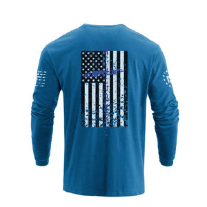 USA FLAG CROSS GRAPHIC LONG SLEEVE T-SHIRT