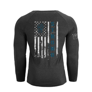 USA FLAG 1/4 BUTTON V-NECK LONG SLEEVE HENLEY SHIRT