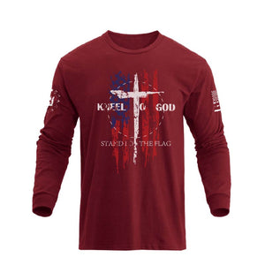 USA FLAG CROSS GRAPHIC LONG SLEEVE T-SHIRT