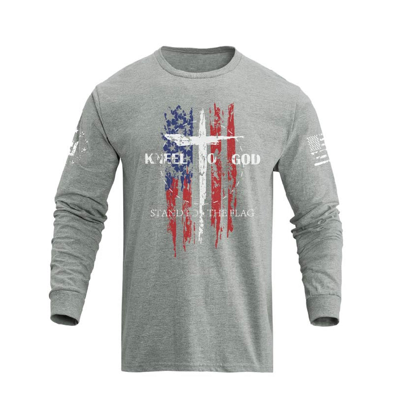 USA FLAG CROSS GRAPHIC LONG SLEEVE T-SHIRT