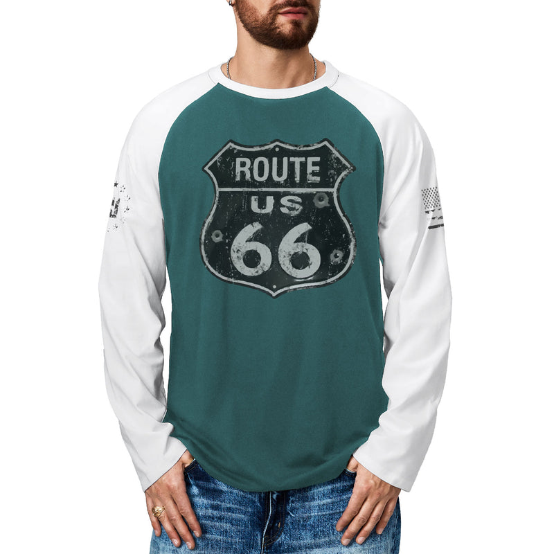 ROUTE 66 RAGLAN GRAPHIC LONG SLEEVE T-SHIRT