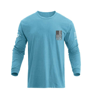 USA FLAG CROSS GRAPHIC LONG SLEEVE T-SHIRT